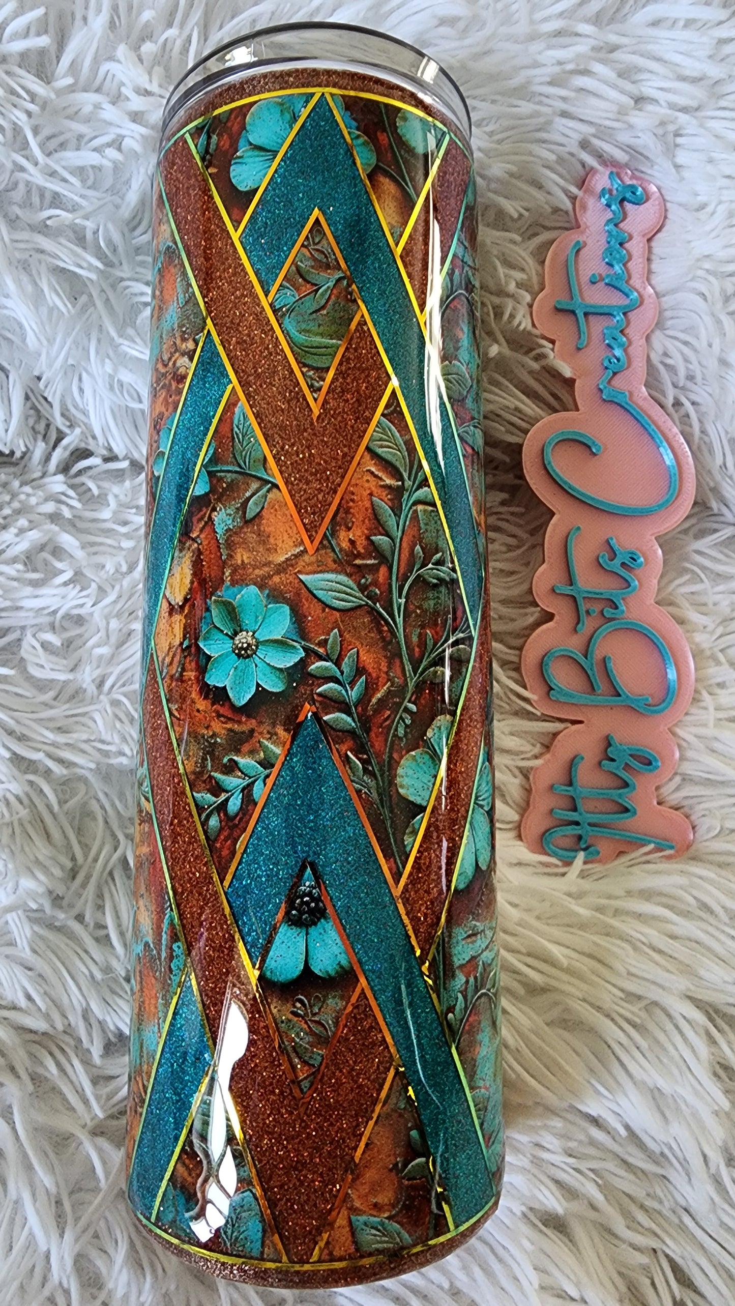 30 oz Rusty Teal Diamond