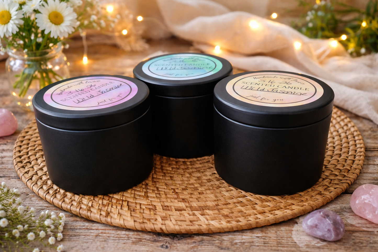 4 oz Gold or Black Candle Tins