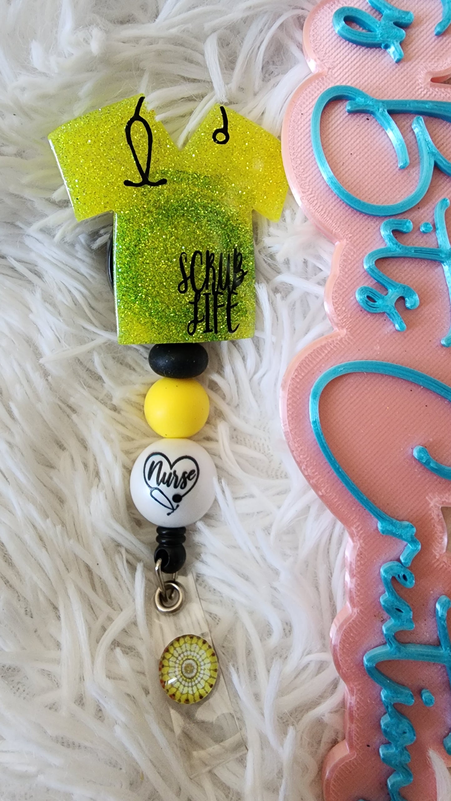 Badge Reel Scrub Life Yellow