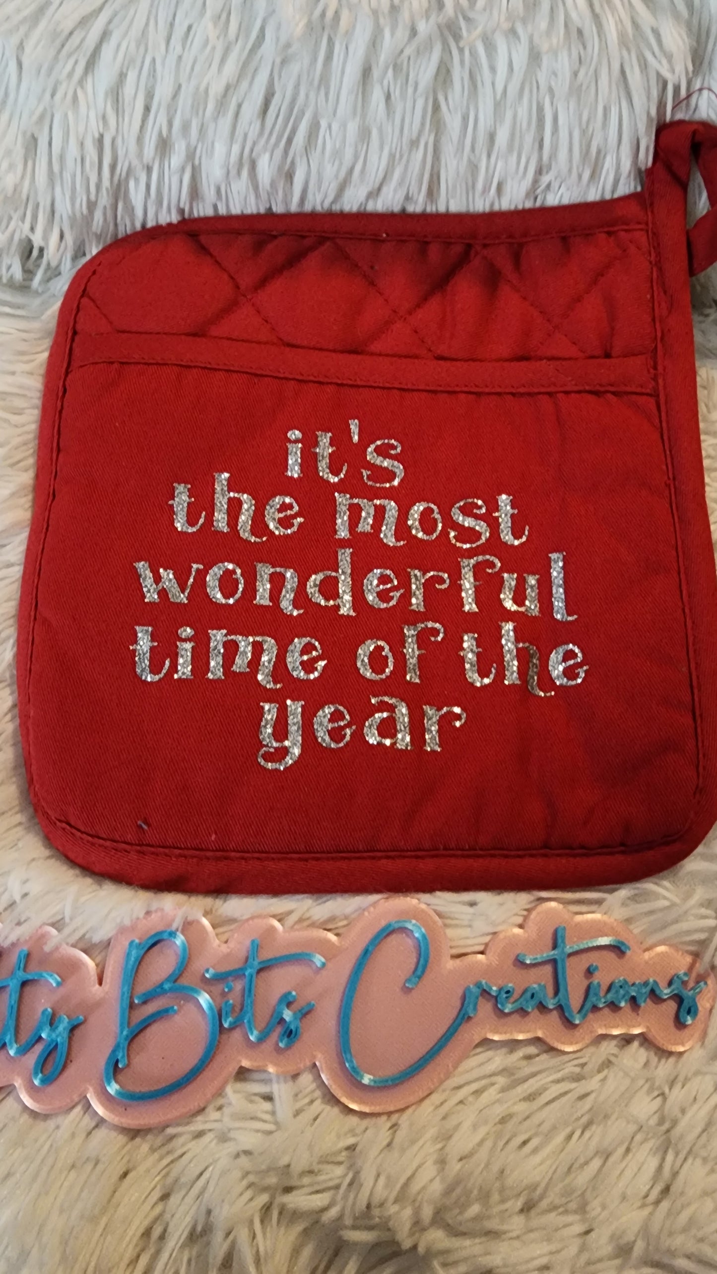 Most Wonderful Time potholder red