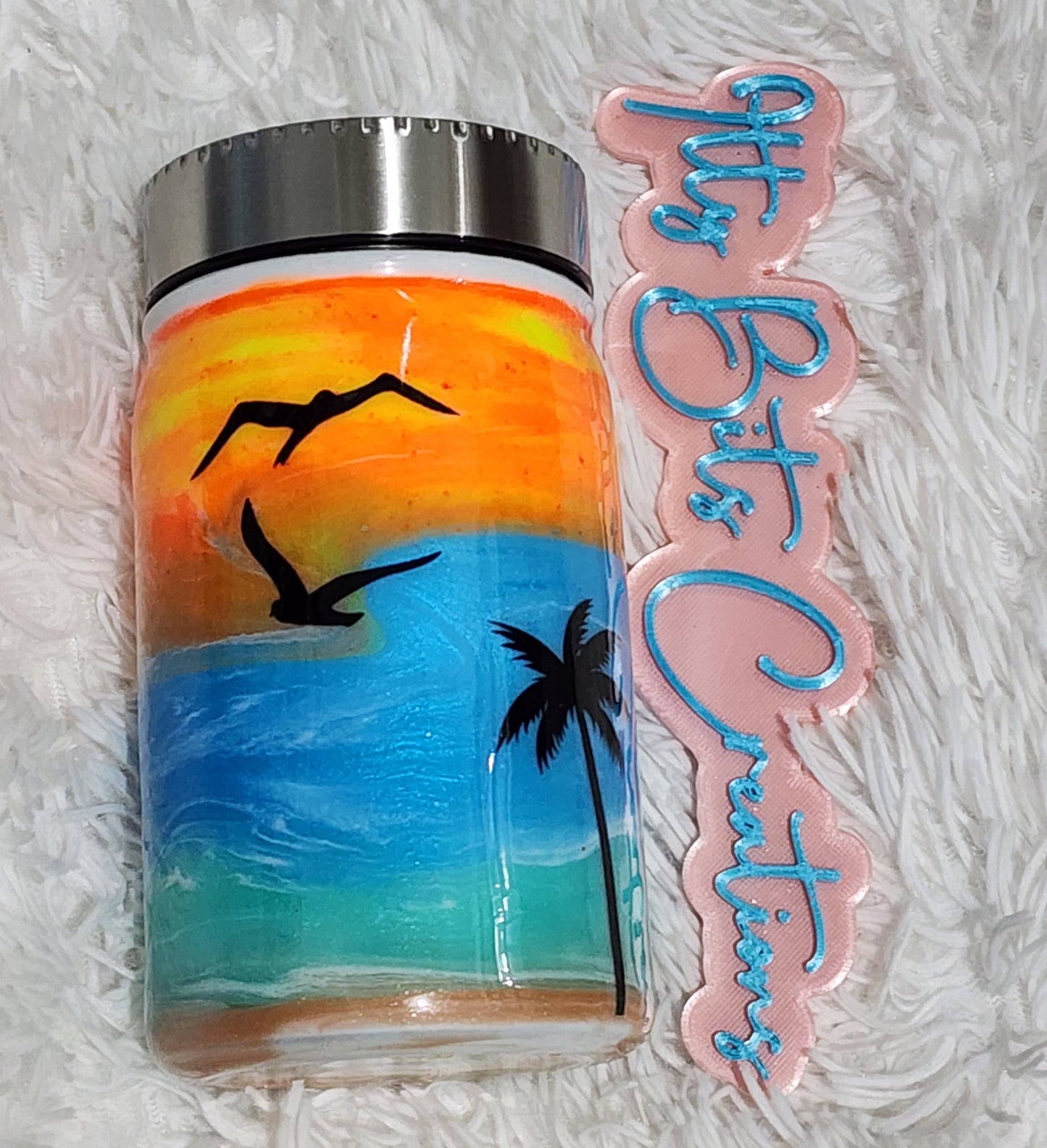 17 oz Sunset Beach mason jar