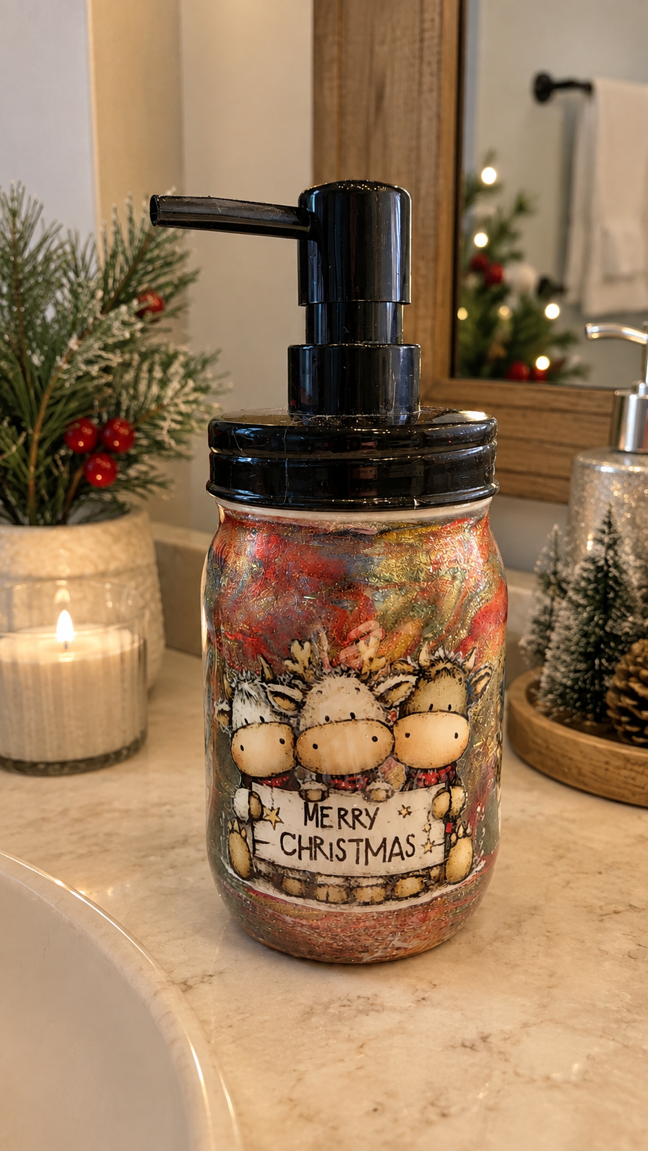 Christmas Cow Soap Dispenser