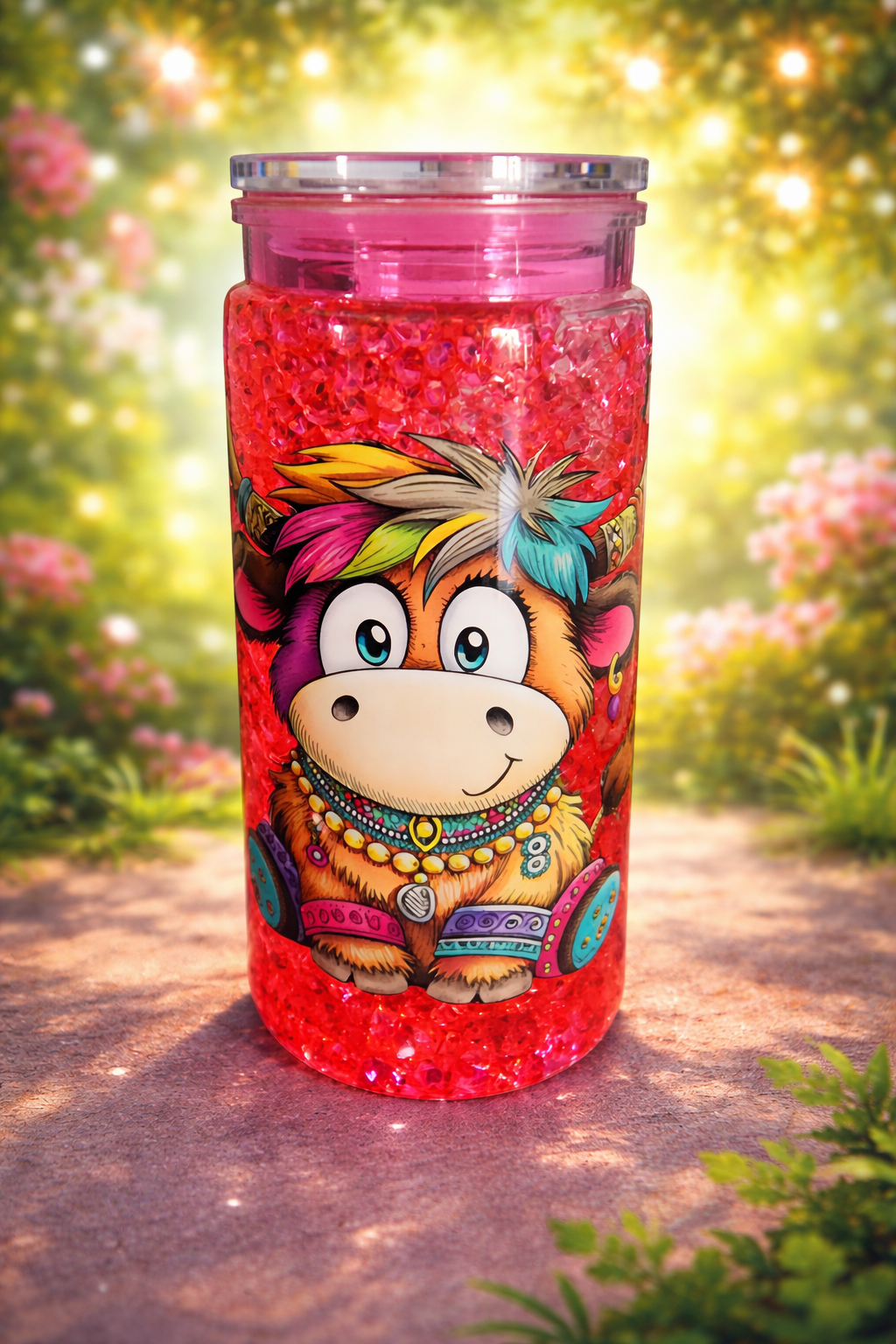 20 oz Pink Ice Cow snowglobe