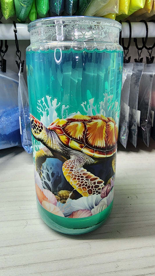 20 oz Snowglobe Clearwater Beach Sand turtle
