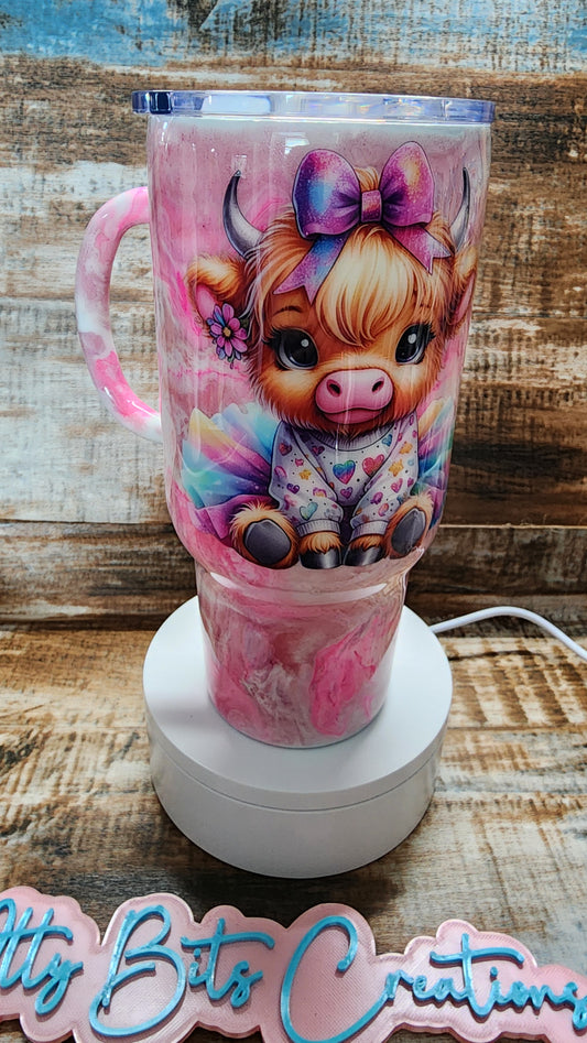24 oz Travel Mug Cute Pink Cow