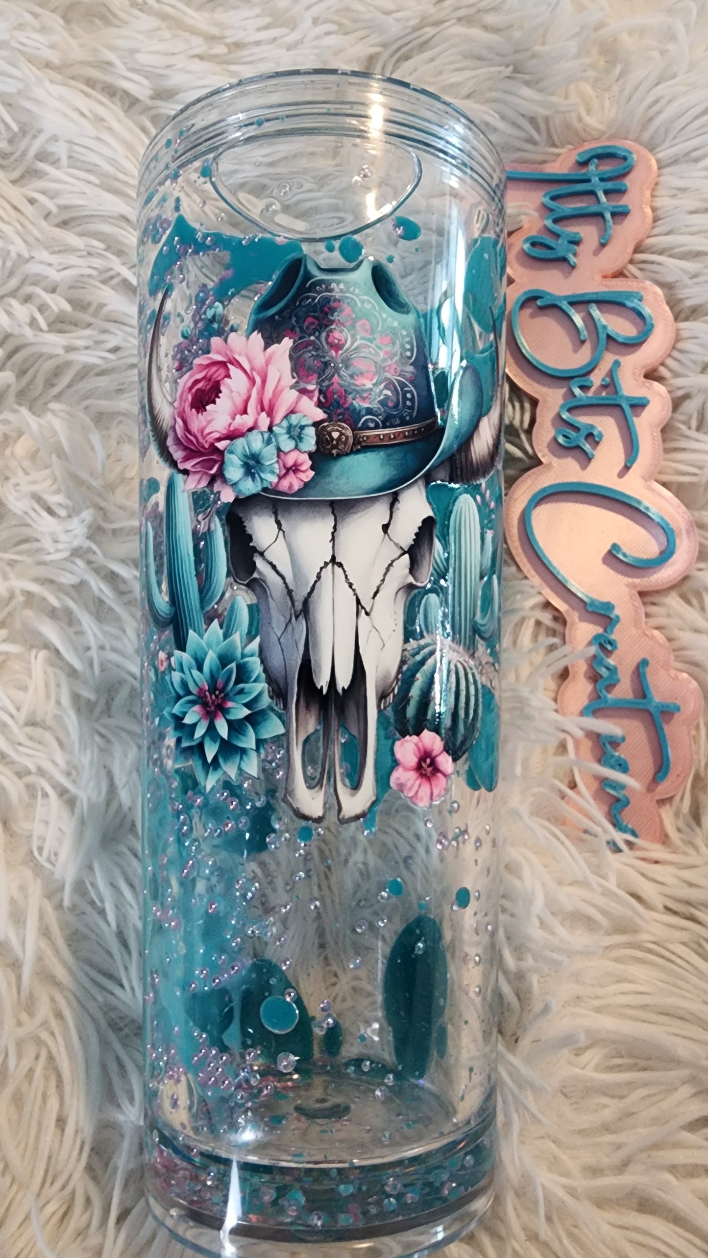 24 oz Acrylic Lava Turquoise Skull