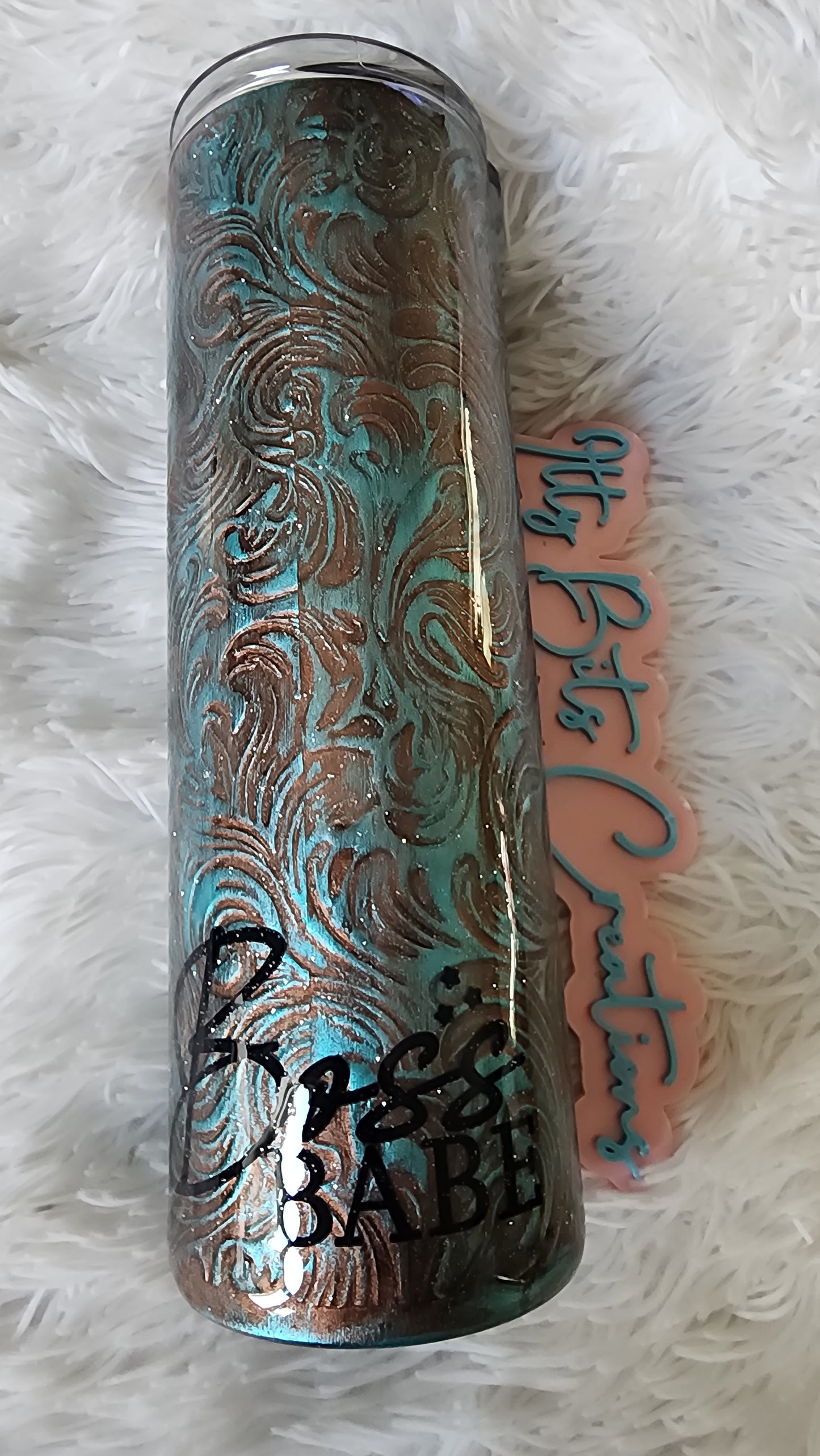 30 oz Teal Faux Leather Boss Babe
