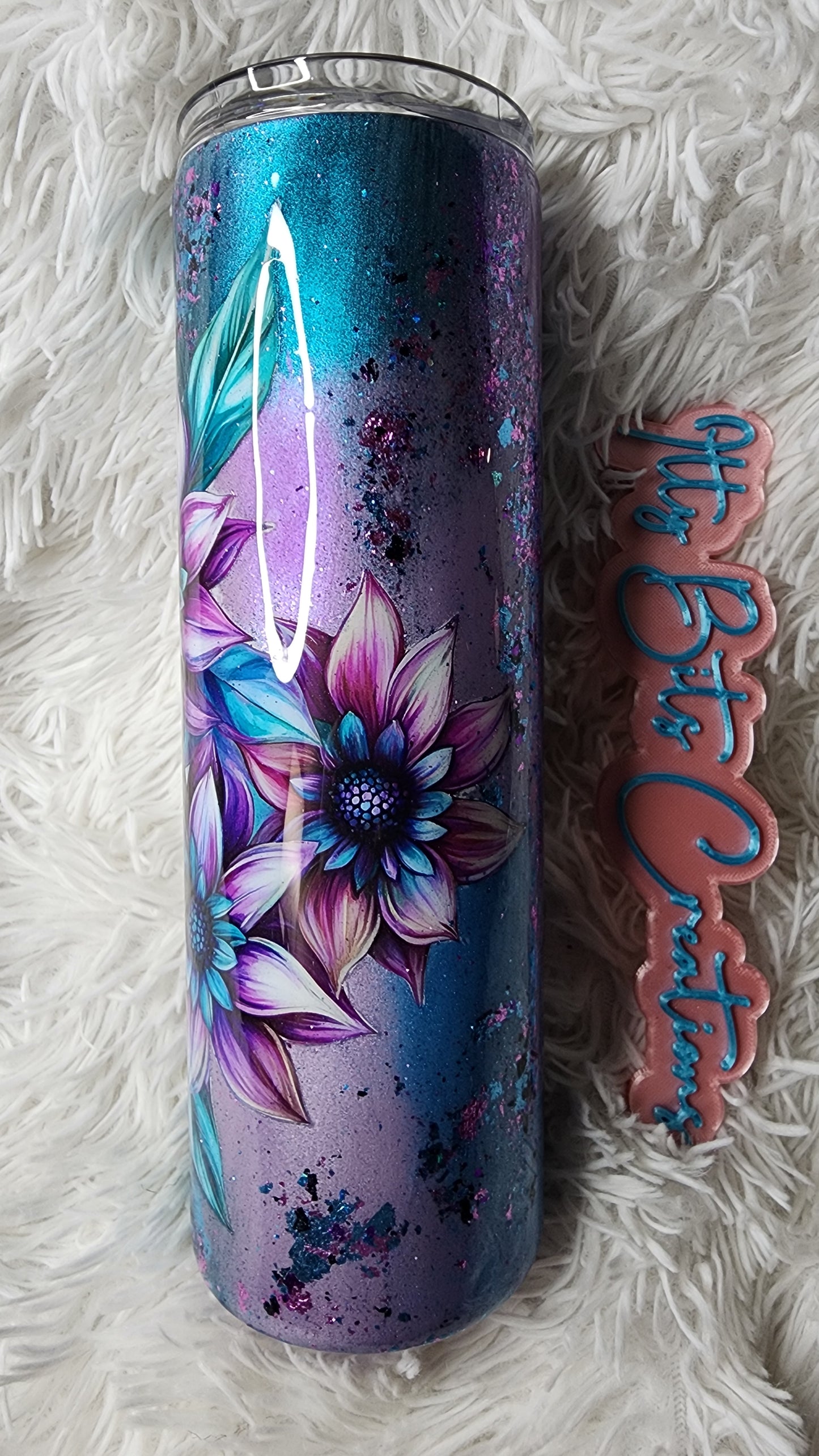 30 oz Blue Purple Floral Mash-up