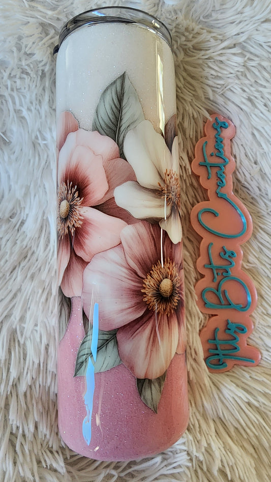 30 oz Peach Floral Ombre