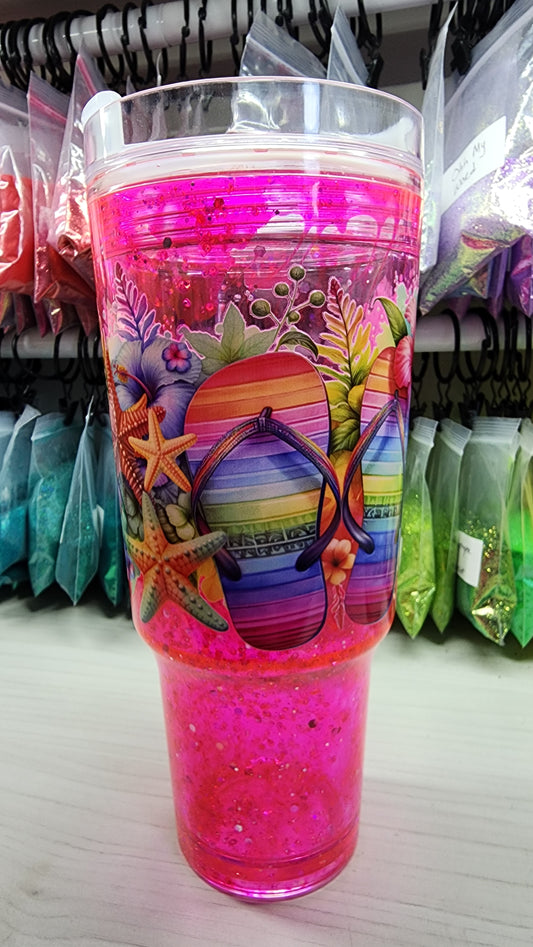 30 oz Pink Flip Flops snowglobe