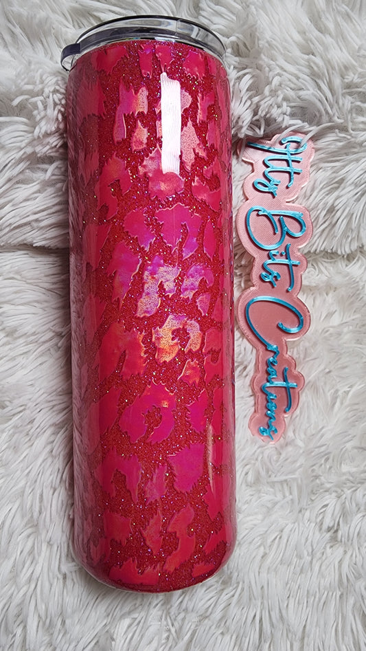 30 oz Pink Leopard Glitter