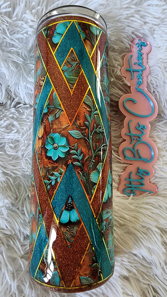 30 oz Rusty Teal Diamond