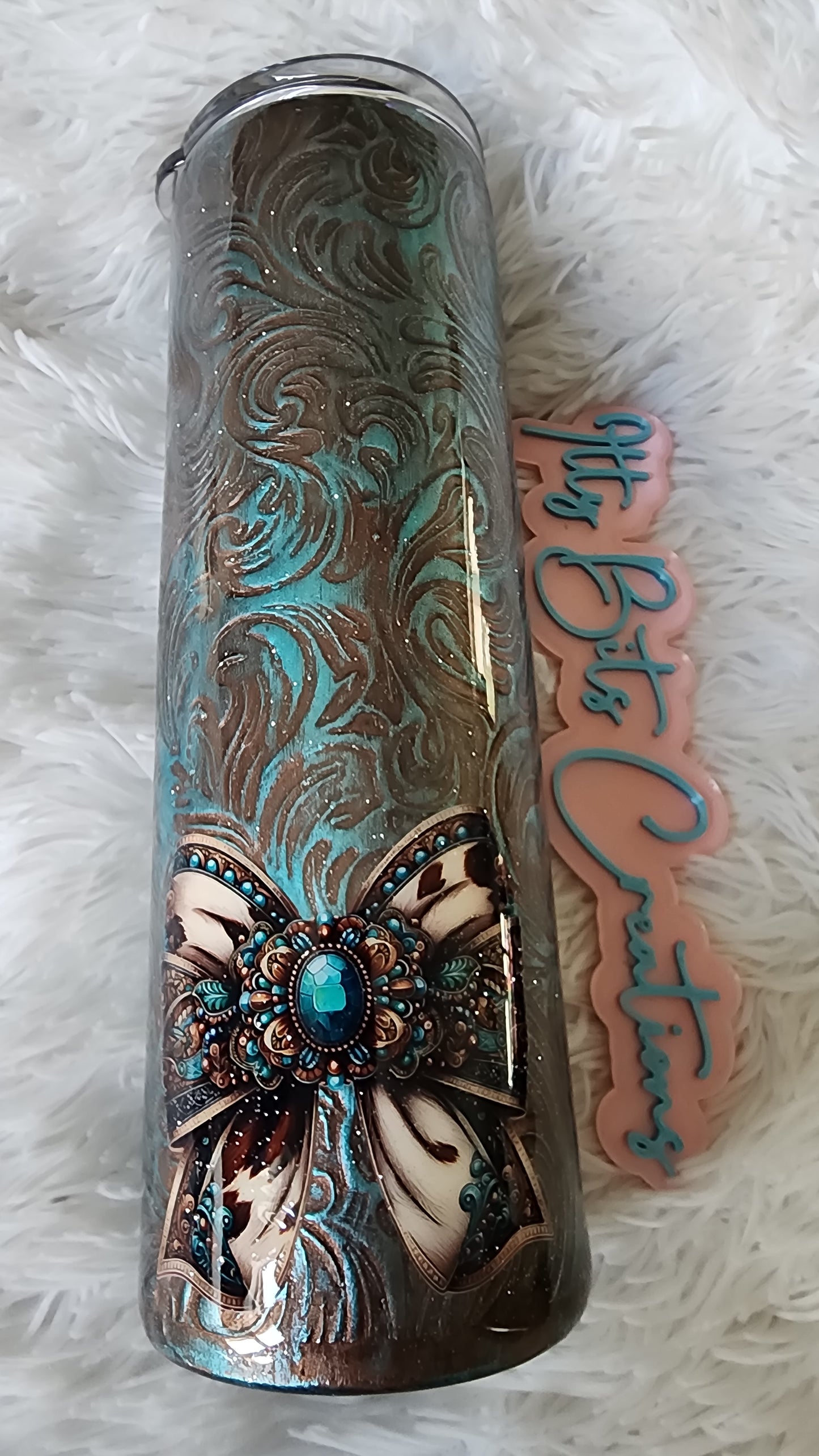 30 oz Teal Faux Leather Boss Babe
