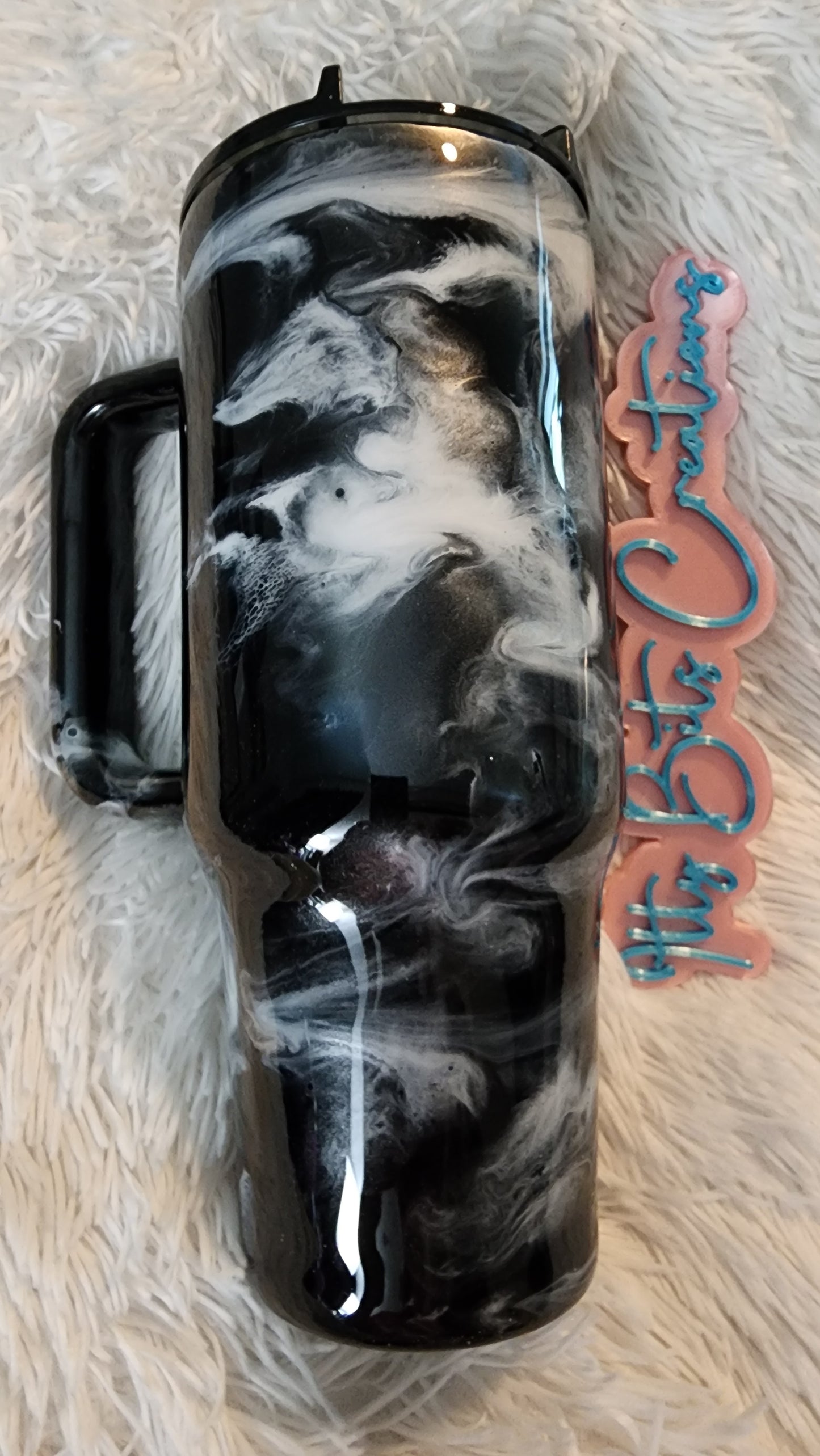 40 oz Black White Swirl