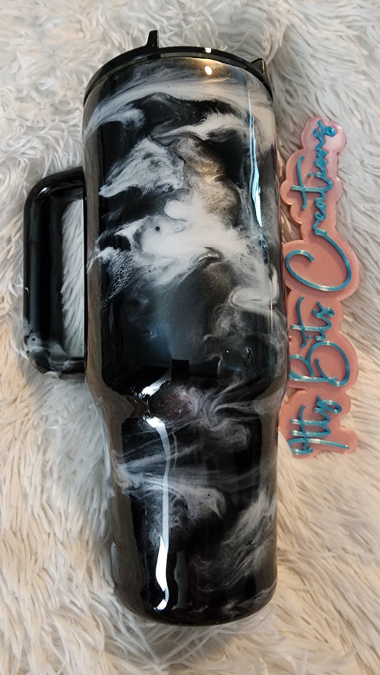 40 oz Black White Swirl