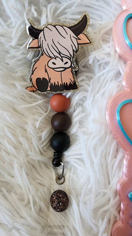 Badge Reel Highland Cow 1