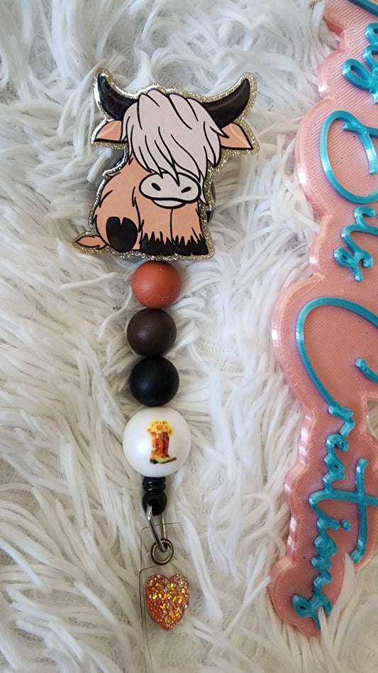 Badge Reel Highland Cow Boots