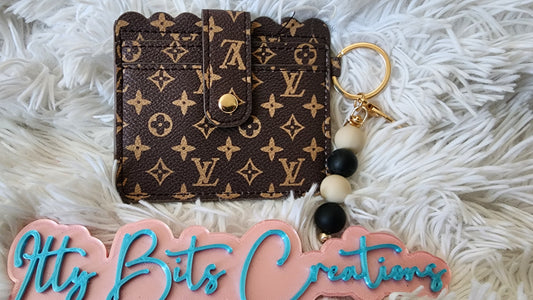 Card Holder Wallet Brown Gold