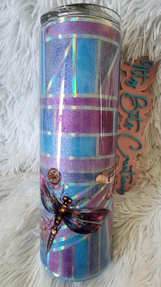 30 Oz Dragonfly Shattered Glass