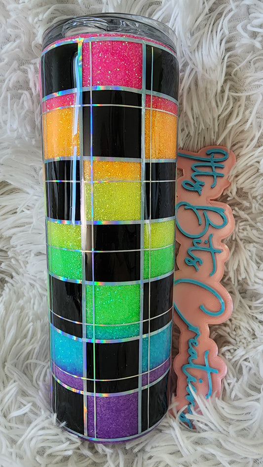 20 Oz Neon Rainbow Plaid