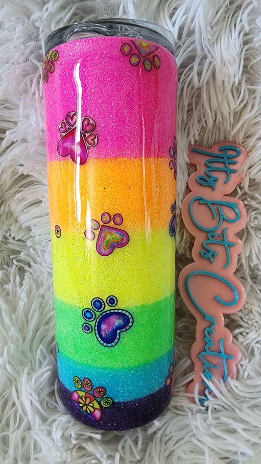 20 Oz Rainbow Paw Prints Tumbler