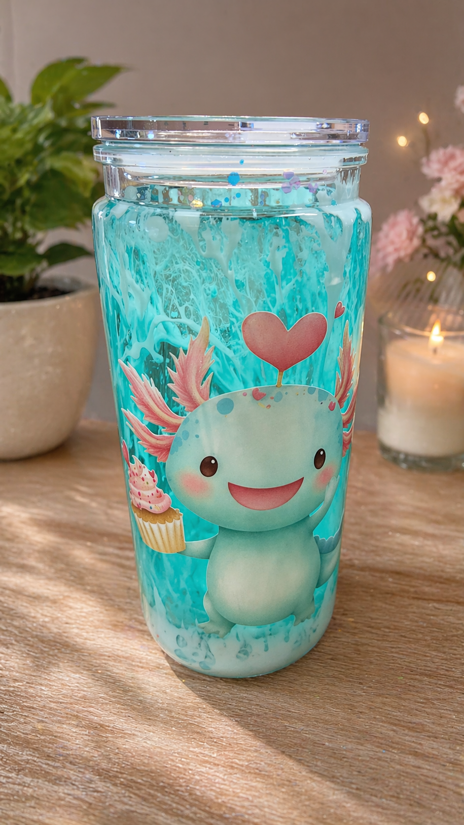 20 oz Axolotl snowglobe