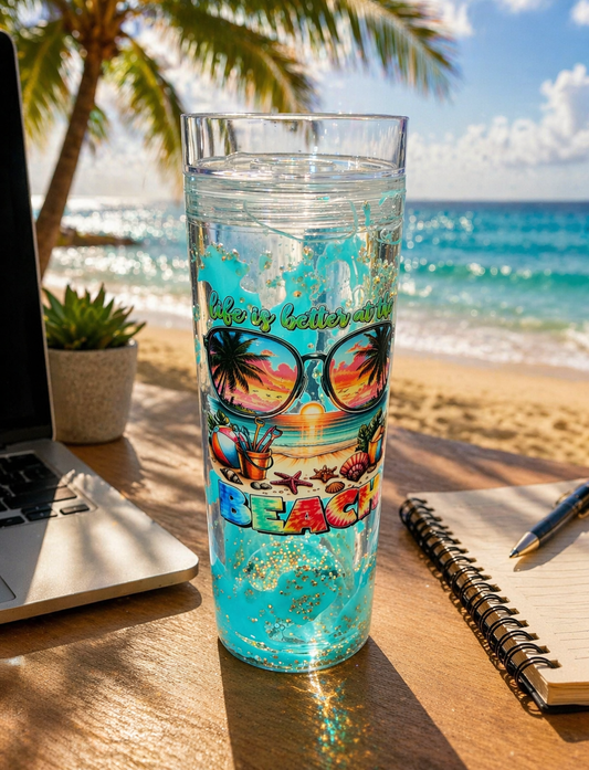 16 oz Beach Sunglasses snowglobe