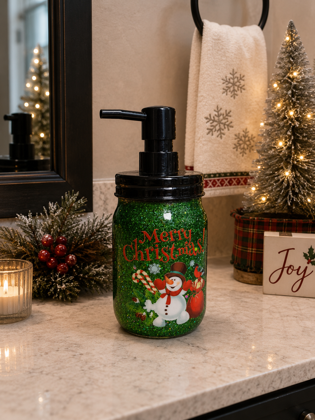 Green Christmas Soap Dispenser