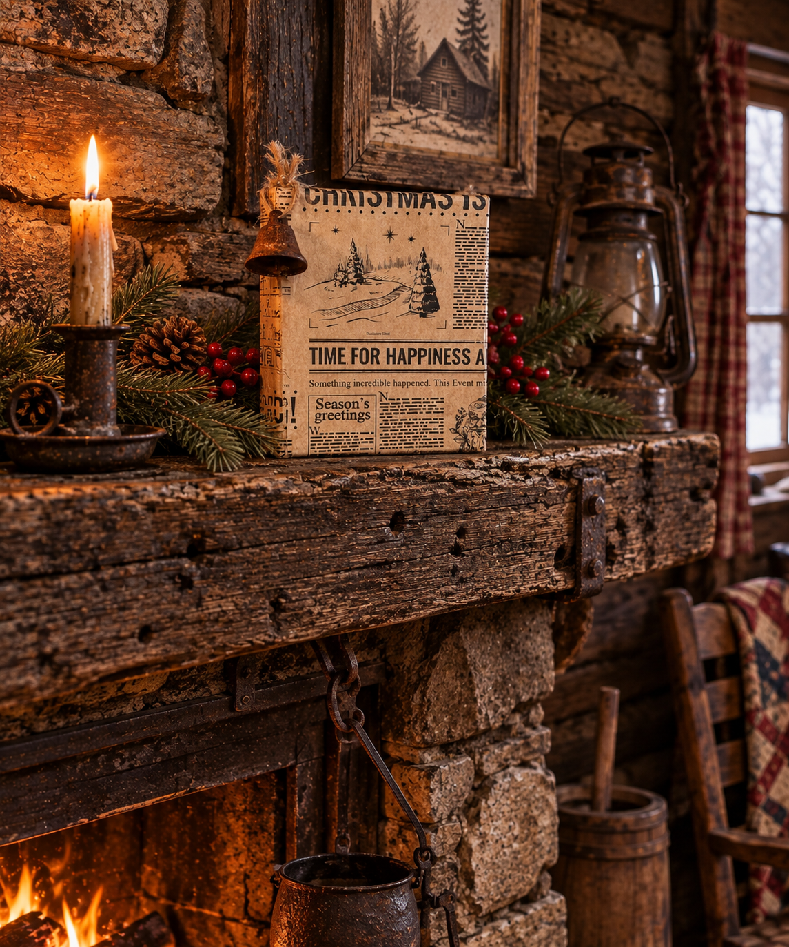 Old Mountain Christmas Shelf Sitter
