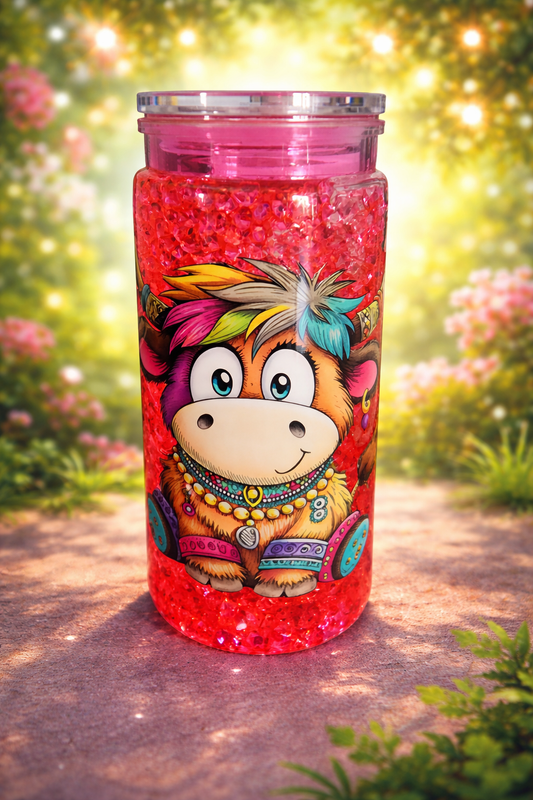 20 oz Pink Ice Cow snowglobe