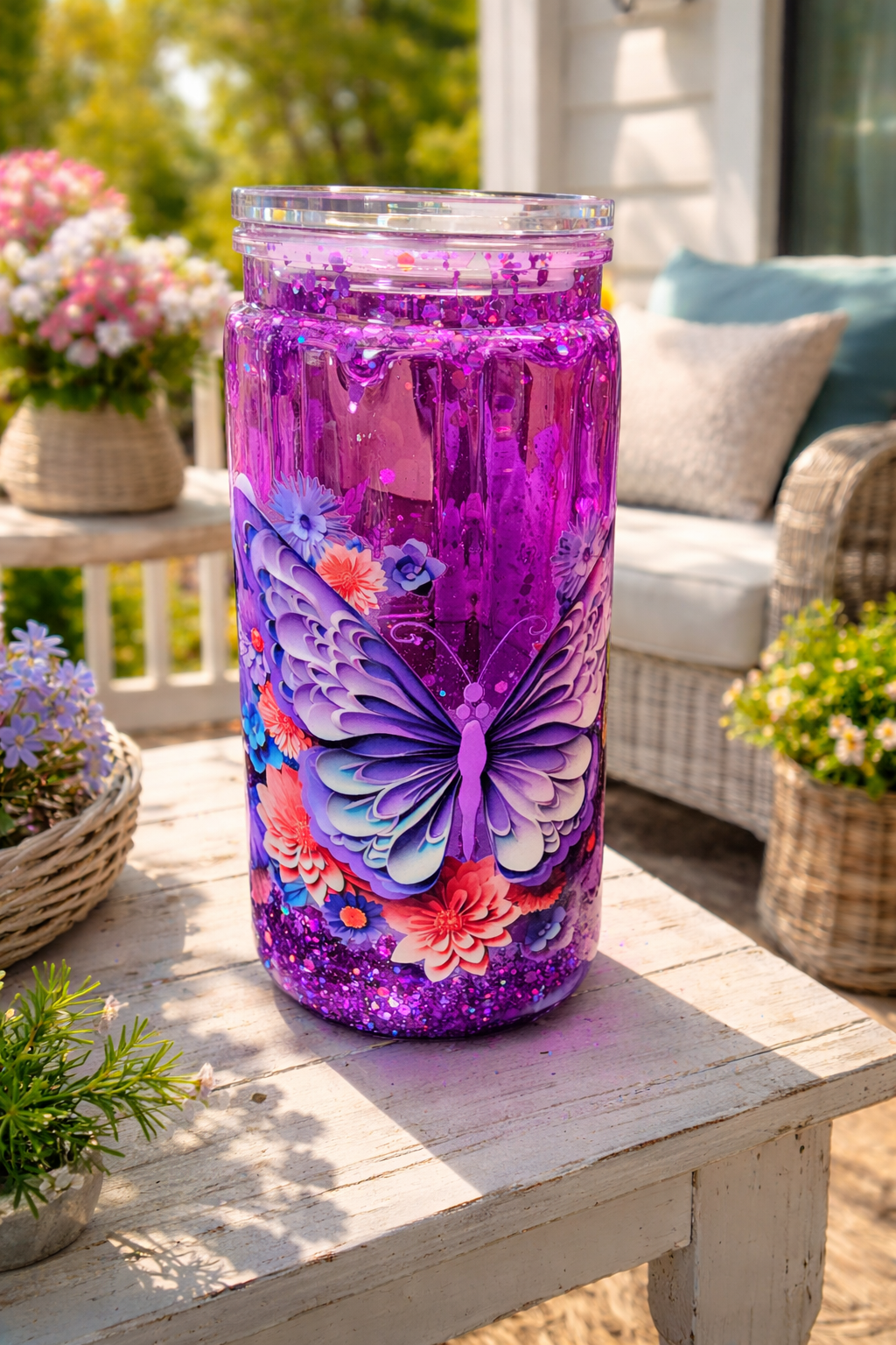 20 oz Purple Butterfly snowglobe