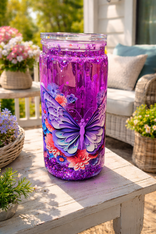 20 oz Purple Butterfly snowglobe