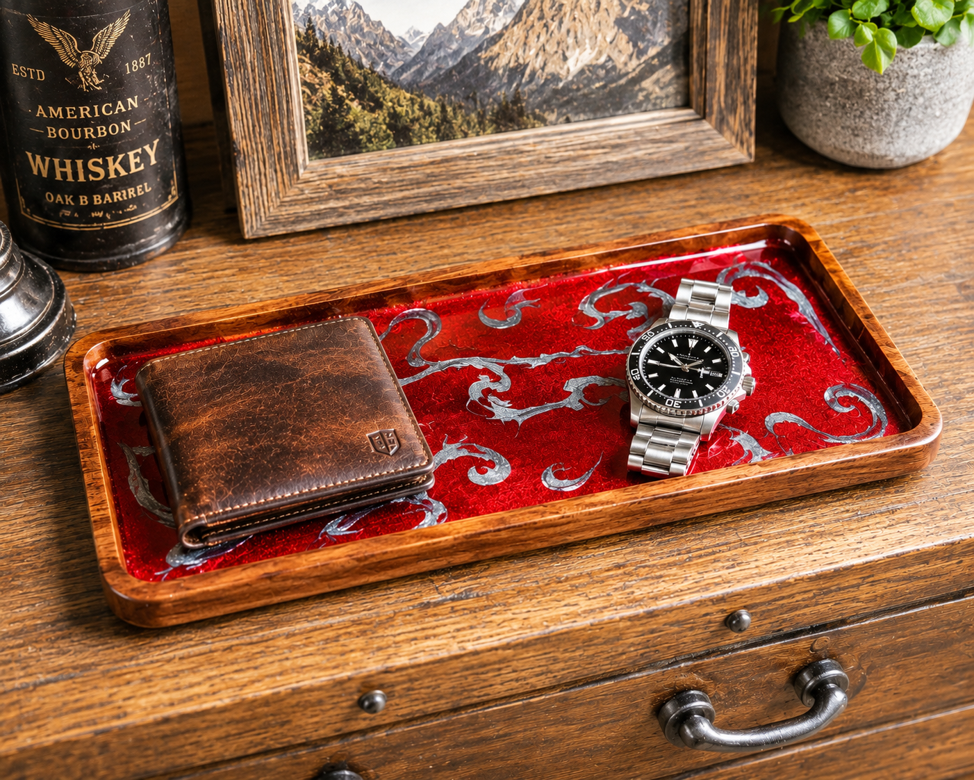 Red Valet Tray 14 x 6