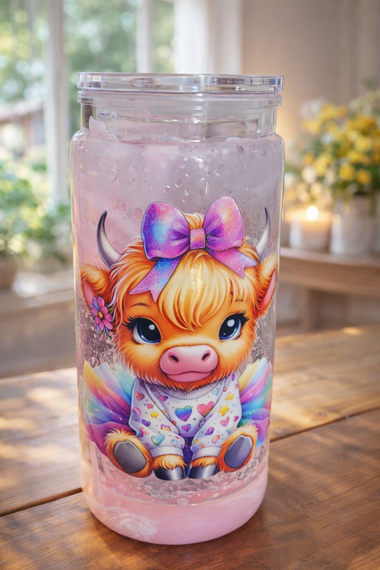 20 oz snowglobe Strawberry Milkshake Cow